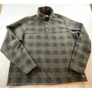 John Wayne Flannel Pullover Sweater Men's 2XL  1/4 Snap Mock Neck Green